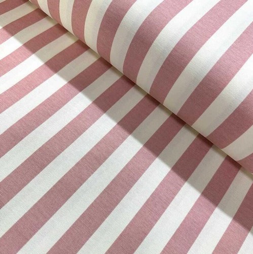Pink white stripe - white, fabric