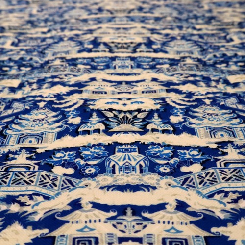 Blue oriental upholstery - blue,